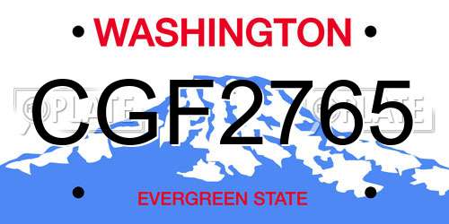 CGF2765 Washington License Plate