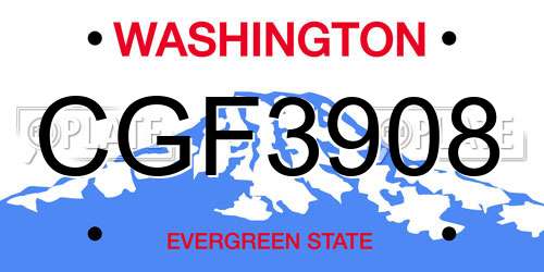 CGF3908 Washington License Plate