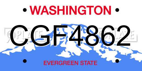 CGF4862 Washington License Plate