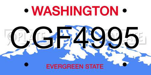 CGF4995 Washington License Plate