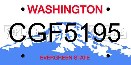 CGF5195 Washington License Plate