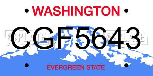 CGF5643 Washington License Plate
