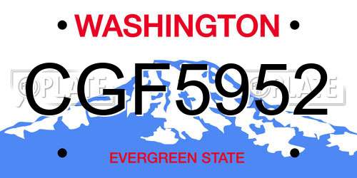 CGF5952 Washington License Plate