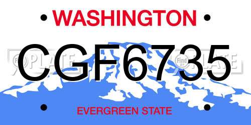 CGF6735 Washington License Plate