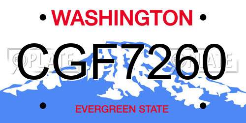 CGF7260 Washington License Plate
