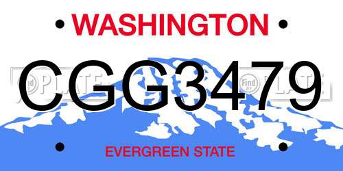 CGG3479 Washington License Plate