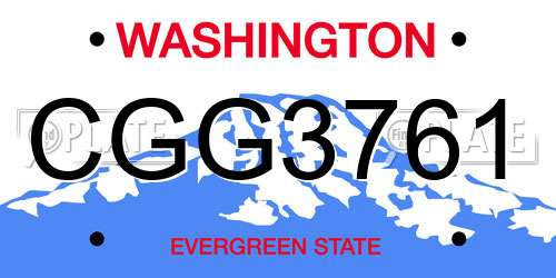 CGG3761 Washington License Plate