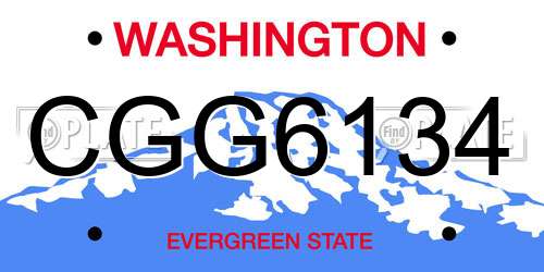 CGG6134 Washington License Plate