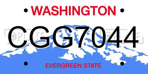CGG7044 Washington License Plate