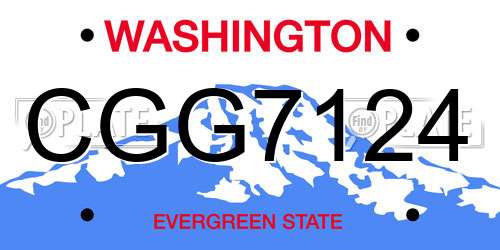 CGG7124 Washington License Plate