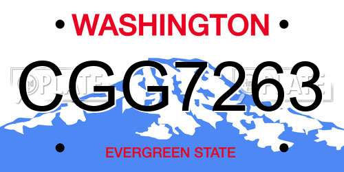 CGG7263 Washington License Plate
