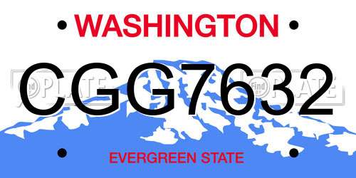 CGG7632 Washington License Plate