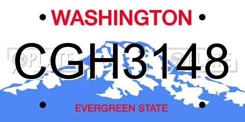 CGH3148 Washington License Plate