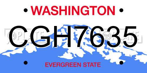 CGH7635 Washington License Plate