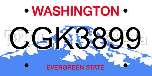 CGK3899 Washington License Plate