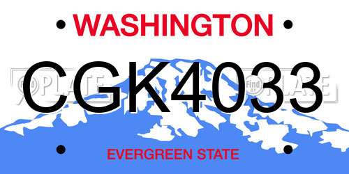 CGK4033 Washington License Plate