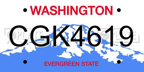 CGK4619 Washington License Plate