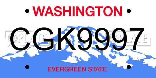 CGK9997 Washington License Plate