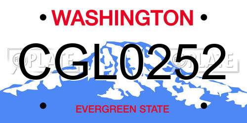 CGL0252 Washington License Plate