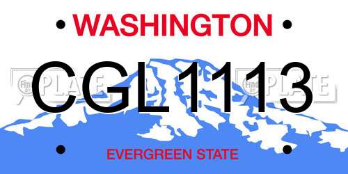 CGL1113 Washington License Plate