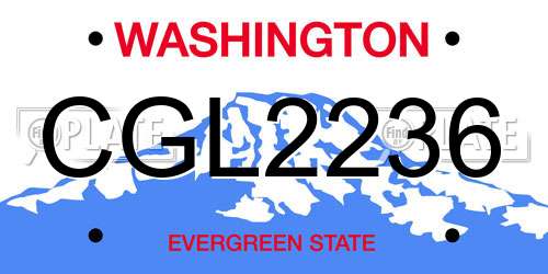 CGL2236 Washington License Plate