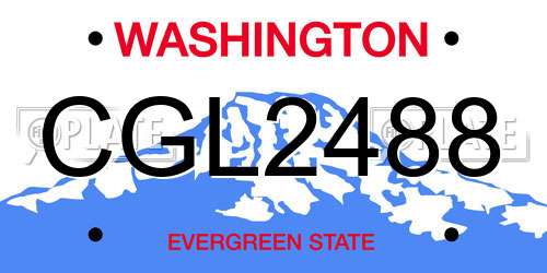 CGL2488 Washington License Plate