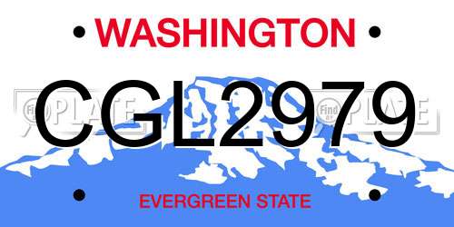 CGL2979 Washington License Plate