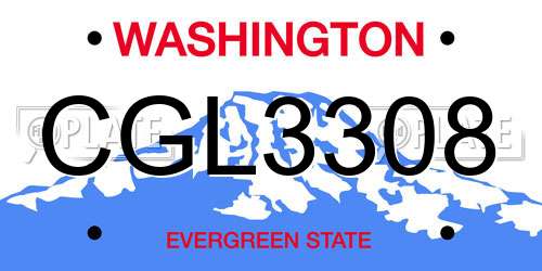 CGL3308 Washington License Plate