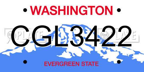CGL3422 Washington License Plate