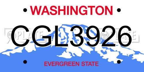 CGL3926 Washington License Plate