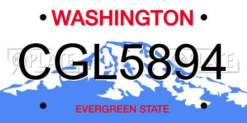 CGL5894 Washington License Plate