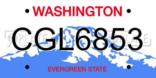 CGL6853 Washington License Plate