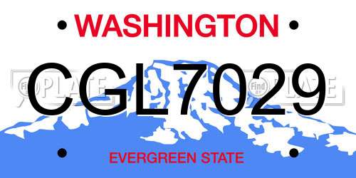 CGL7029 Washington License Plate