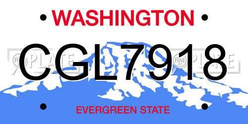 CGL7918 Washington License Plate