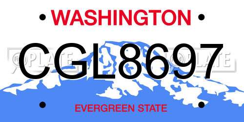 CGL8697 Washington License Plate