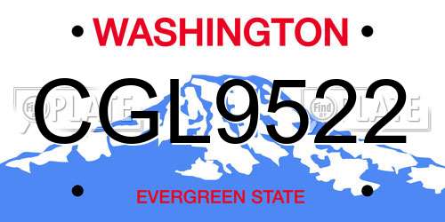 CGL9522 Washington License Plate