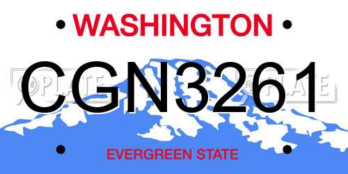 CGN3261 Washington License Plate
