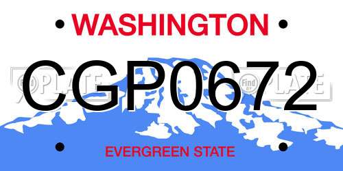 CGP0672 Washington License Plate