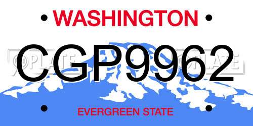 CGP9962 Washington License Plate