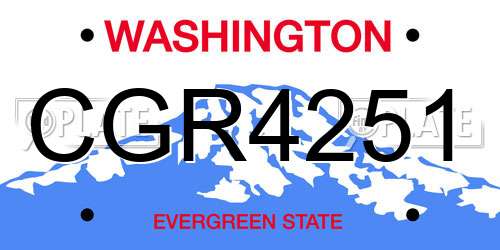 CGR4251 Washington License Plate