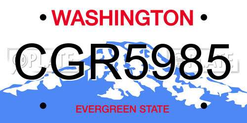 CGR5985 Washington License Plate