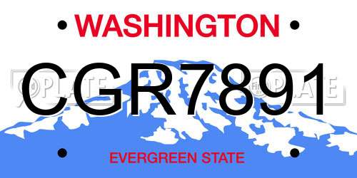 CGR7891 Washington License Plate