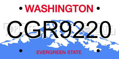 CGR9220 Washington License Plate