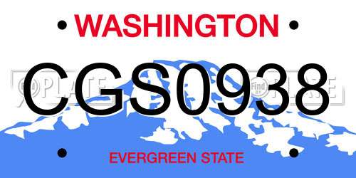 CGS0938 Washington License Plate
