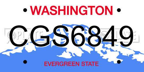 CGS6849 Washington License Plate