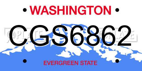 CGS6862 Washington License Plate