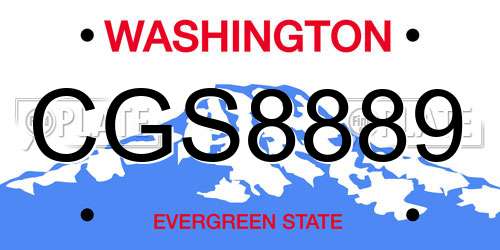 CGS8889 Washington License Plate