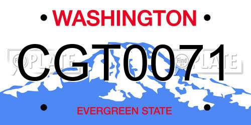 CGT0071 Washington License Plate