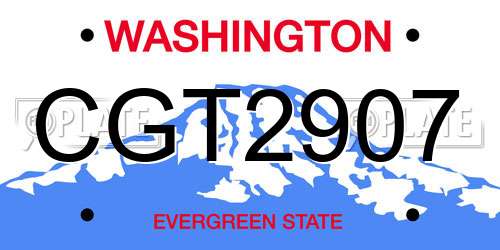 CGT2907 Washington License Plate