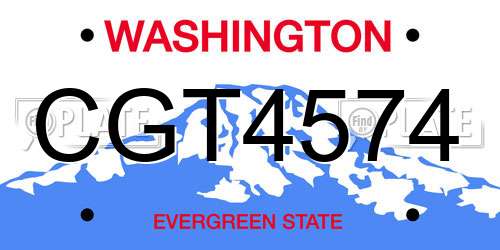 CGT4574 Washington License Plate